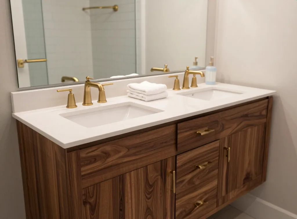 Custom bathroom vanity installed in a Huntsville Alabama bathroom
